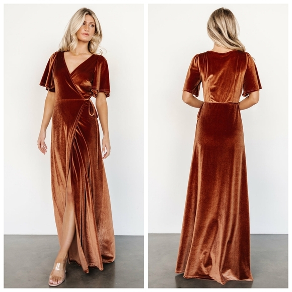 Baltic Born Dresses & Skirts - Baltic Born Meghan Spice Velvet Wrap Maxi Dress